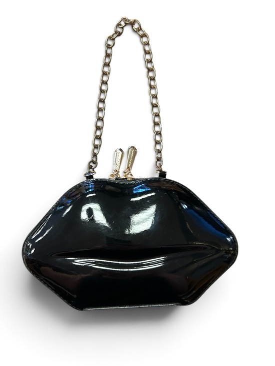 Betsey Johnson Handbags - Betsey Johnson Black Patent Lip-Shaped Bag
